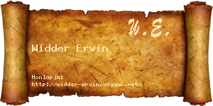 Widder Ervin névjegykártya